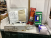 FIRST AID ITEMS - EYE WASH STATION, FIRE BLANKET, FIRST AID BOX W/ GAUZE ETC