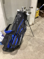 POWERBILT GOLF BAG W/STAND & CLUBS