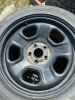 Three Goodyear car tires on five bolt Ford steel rims - 3