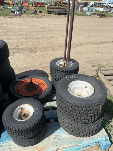 Pallet of mixed garden tractor tires