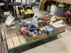 CART FULL OF MISC SHOP ITEMS - ELECTRICAL, LIGHTS, CALIBRATION GAS BOTTLES, ETC