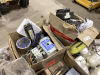 CART FULL OF MISC SHOP ITEMS - ELECTRICAL, LIGHTS, CALIBRATION GAS BOTTLES, ETC - 4