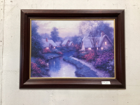 FRAMED COTTAGES BY POND PICTURE