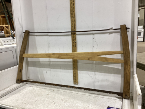 ANTIQUE CROSS-CUT WOOD FRAME SAW