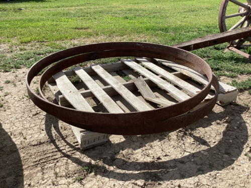 (2) LARGE METAL WAGON WHEELS