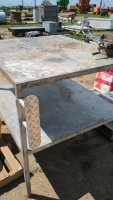 Steel table with vice