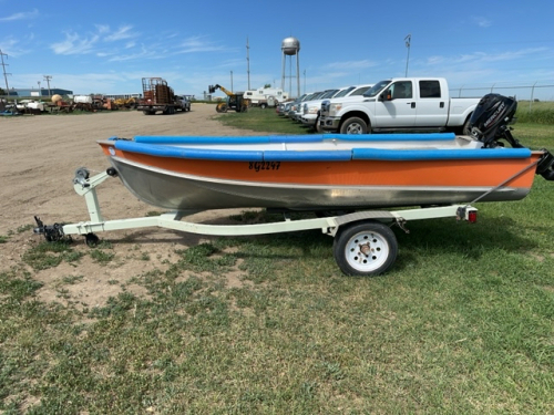 12 foot ALTIC aluminum fishing boat on trailer