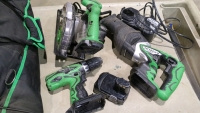 BAG OF HITACHI 18V CORDLESS TOOLS- one battery + charge