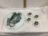 BERNIE BROWN HORSE & FOAL GLASS CUTTING BOARD/HOT PLATE & (4) CERAMIC COASTERS - “MOTHERS LOVE”