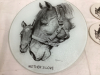 BERNIE BROWN HORSE & FOAL GLASS CUTTING BOARD/HOT PLATE & (4) CERAMIC COASTERS - “MOTHERS LOVE” - 2