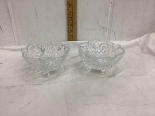 (2) SMALL PINWHEEL CYRSTAL CANDY DISHES