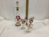 VINTAGE GLASS DECANTER W/ 5 WINE GLASSES