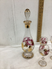 VINTAGE GLASS DECANTER W/ 5 WINE GLASSES - 3