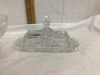 (2) PIECES PINWHEEL CRYSTAL - BUTTER DISH - COVERED & SMALL PEDESTAL BOWL - 2