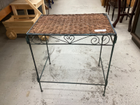 METAL & WICKER SIDE TABLE