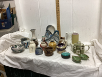 (2) BOXES W/ POTTERY VASES, SMALL BOWLS, PITCHERS