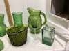 GREEN GLASSWARE - VASES, WATER PITCHER - 2