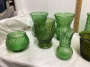 GREEN GLASSWARE - VASES, WATER PITCHER - 3