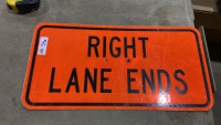 “RIGHT LANE ENDS” SIGN