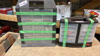 2 PLASTIC RUBBERMAID ORGANIZERS WITH CONTENTS