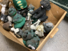 LARGE BOX OF GARDEN ORNAMENTS - CARTS, SQUIRELL, FROGS, FAWN, ETC - 3