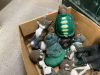 LARGE BOX OF GARDEN ORNAMENTS - CARTS, SQUIRELL, FROGS, FAWN, ETC - 4