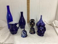 BLUE DECOR PIECES - VASES, BELLS,