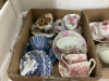 (2) BOXES W/ TEA CUPS & SAUCERS AND (4) TEA BAG HOLDERS ON STAND - 2