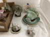 (2) BOXES W/ TEA CUPS & SAUCERS AND (4) TEA BAG HOLDERS ON STAND - 4