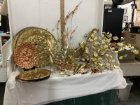 METAL DECOR -BRASS PLATES, CAT TAILS, PEACOCK, SOLID BRASS FANS