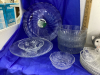 BOX W/ GLASS PLATTERS, COOKIE JARS, GLASS BOWLS, LUNCHEON PLATES W/CUPS - 3