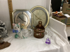 MISC DECOR ITEMS - (2) CLOCKS, WICKER BASKET, ASIAN ORNAMENTS, - 2