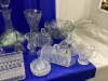 CRYSTAL GLASSWARE - (3) BUTTER DISHES, DECANTER, PLATTER, BOWL, (2) RECTANGLE PLATTERS, ETC - 3