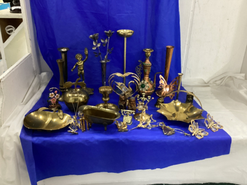 MIXED METAL DECOR PIECES - VASES, CANDLE HOLDERS, ORNAMENTS, TRINKET HOLDERS