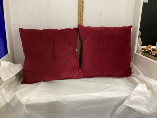 (2) BURGUNDY THROW PILLOWS