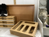 LARGE WOOD TRAY, “CALMBEE” BAMBOO ORGANIZERS FOR SARAN WRAP, BAGGIES, ETC - 2