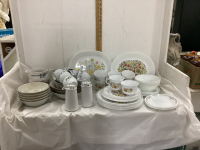 BOX W/ MISC DISHES - QUITE A FEW CORELLE