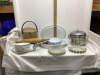 BOX W/ KITCHEN ITEMS - ICE BUCKET, CASSEROLE, ROLLING PIN, MIXING BOWL