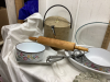 BOX W/ KITCHEN ITEMS - ICE BUCKET, CASSEROLE, ROLLING PIN, MIXING BOWL - 2