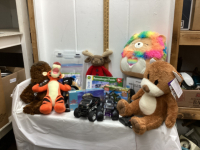 (2) BOXES W/STUFFIES, LEGO, PUZZLE, WIRELESS HEADPHONES,