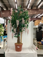 LARGE ARTIFICIAL PLANT W/ PINK FLOWERS