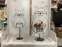 (2) METAL “CAT” PLANT HOLDERS