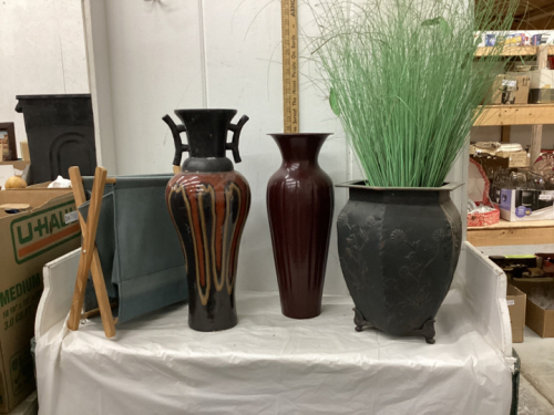 VASES, YARN BASKET, ARTIFICIAL GRASS