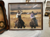 COWBOY PICTURE & CM RUSSEL PRINT - CLOCK ON WOOD - 3