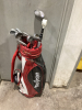 GOLF CLUBS IN RED LEATHER MACGREGOR BAG - 2