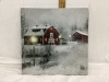 WINTER SCENE PICTURE ON CANVAS - BARNYARD