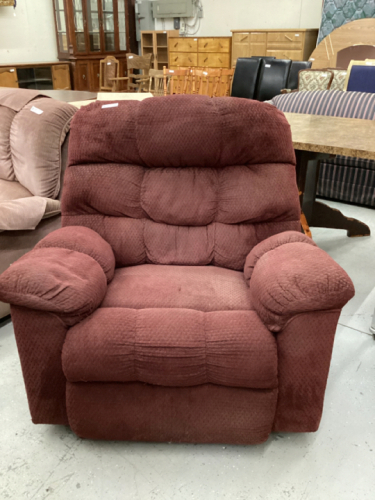 BURGUNDY FABRIC ROCKER/RECLINER