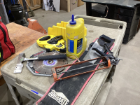 HAND SAWS, SAW BLADES, 100’ TAPE MEASURE, MARKING CHALK