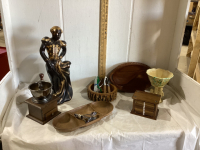 CERAMIC MATADOR, CERAMIC WOOD TRAY, WOOD COASTERS, MANUAL COFFEE GRINDER