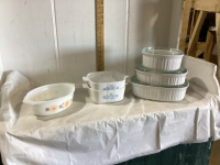 VINTAGE PYREX CASSEROLE, BLUE CORNFLOWER CASSEROLES, CORNING WARE